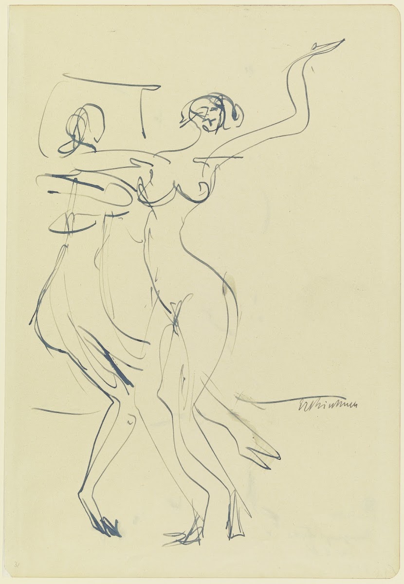 Zwei tanzende nackte Frauen ca 1933
