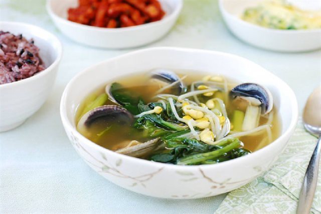 Canh Nghêu Cải Bó Xôi