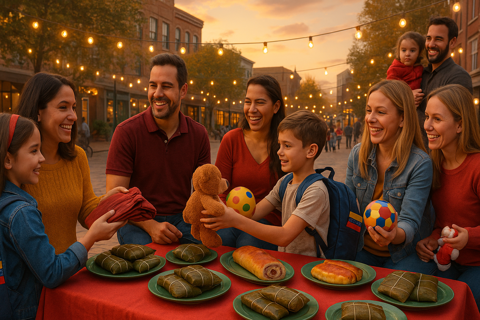 Venezolanos en el exterior participando en un trueque navideño comunitario
