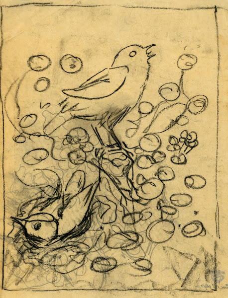 Broedende en fluitende zangvogel 1901