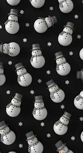 Minimalist 3D Snowman Pattern Black White Contrast