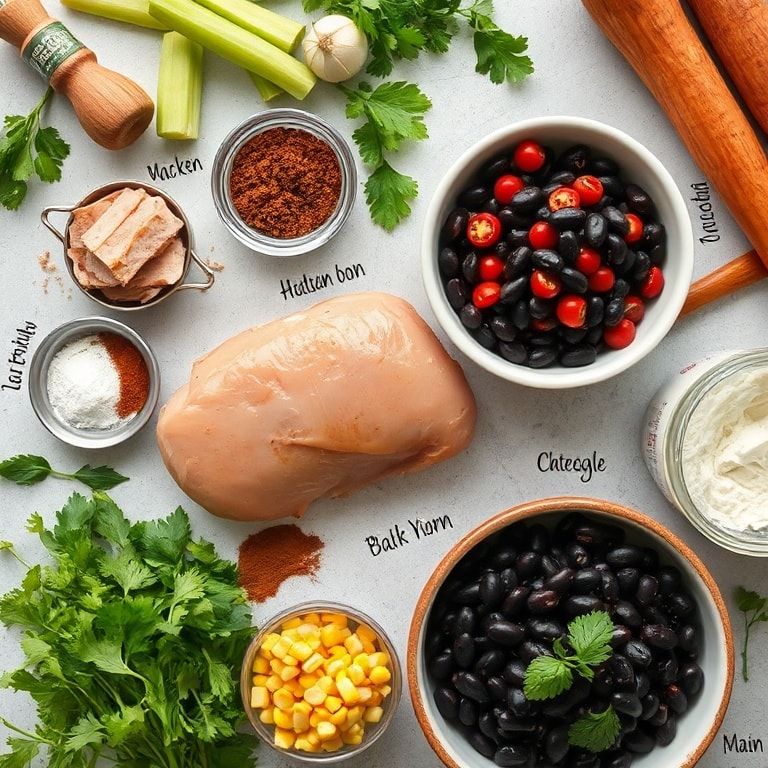 Ingredients for Easy Chipotle Chicken Bowl with Black Beans and Corn – Quick, Flavorful & Budget-Friendly