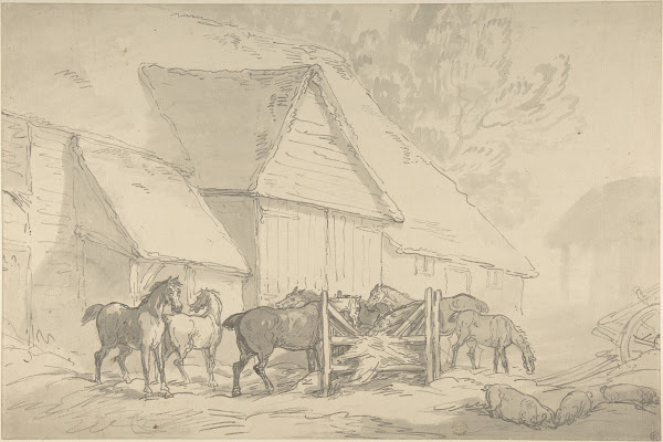 Stable Yard with Horses 17841795