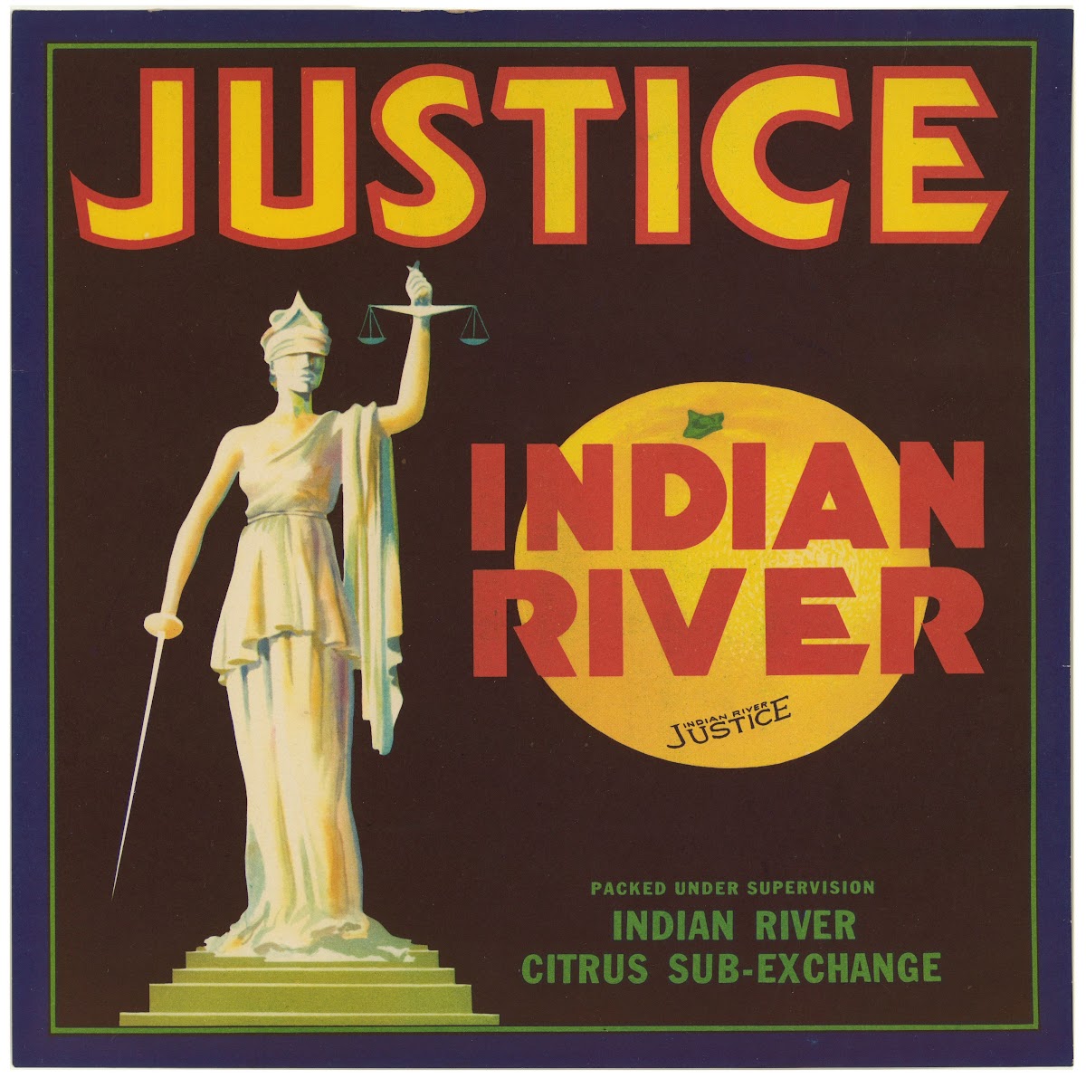Justice Citrus Label 1940s