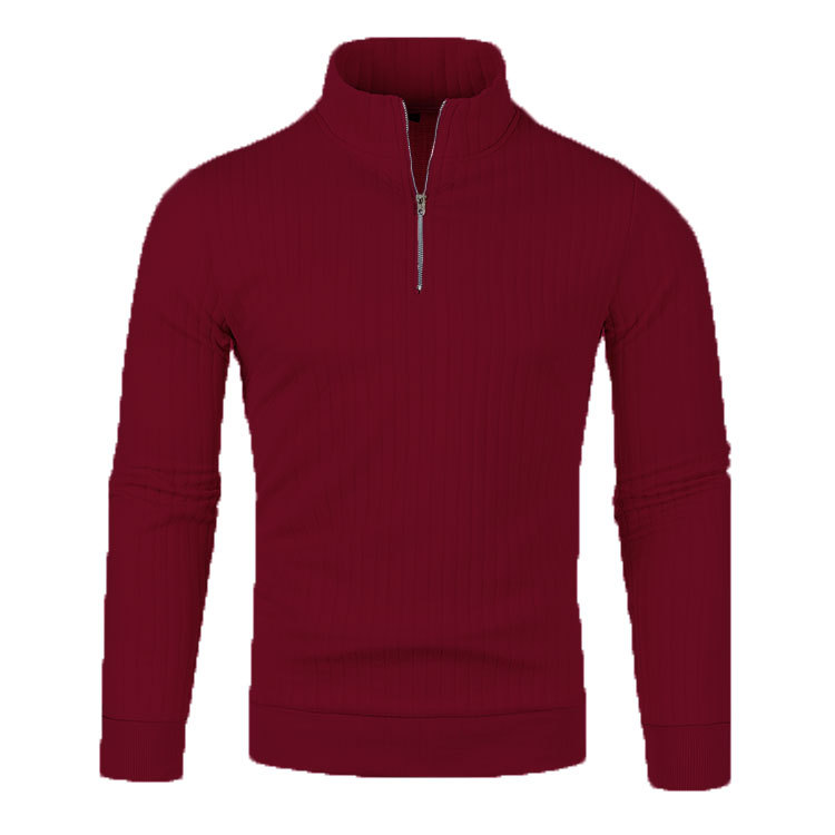 Herren-Strickpullover mit Stehkragen und Reißverschluss