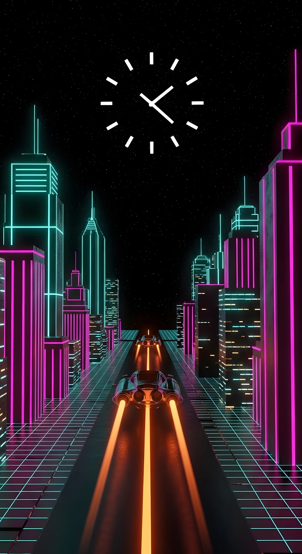 Retro-Futuristic 80s Neon Cityscape - Free 4K mobile Wallpaper