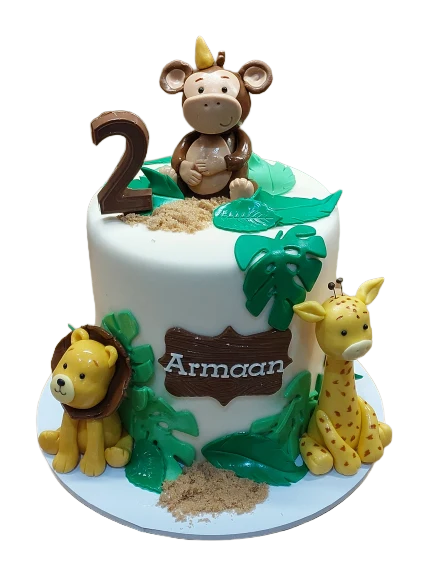 Jungle Animal Themed Birthday Cake CB-NC566