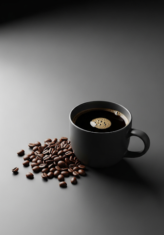 Minimalist Black Coffee with Beans