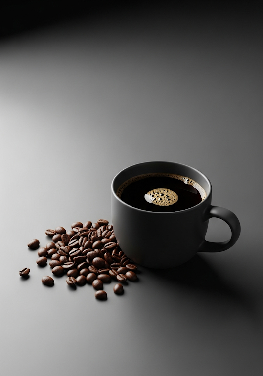 Minimalist Black Coffee with Beans