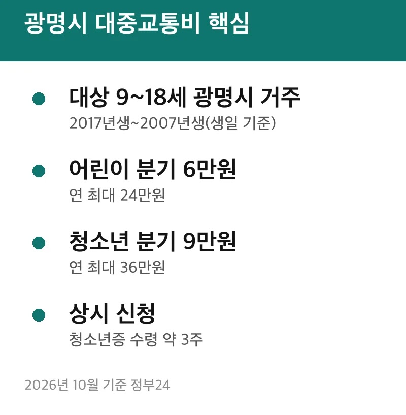 광명시 대중교통비 핵심
