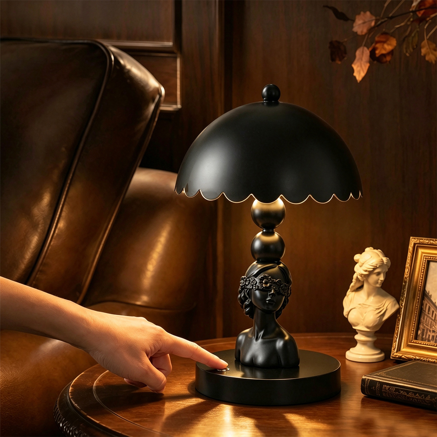Blindfolded Girl Table Lamp, ABS, black