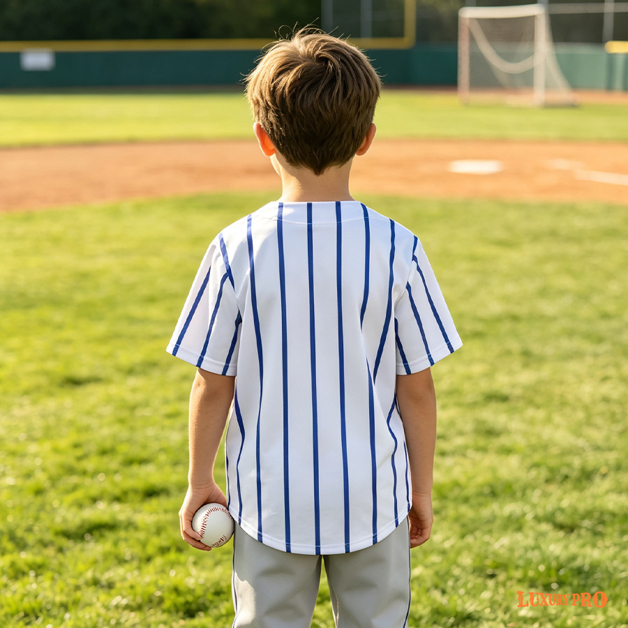 AOP MEG Baseball Pullover Children's Printed Trim - Black Button