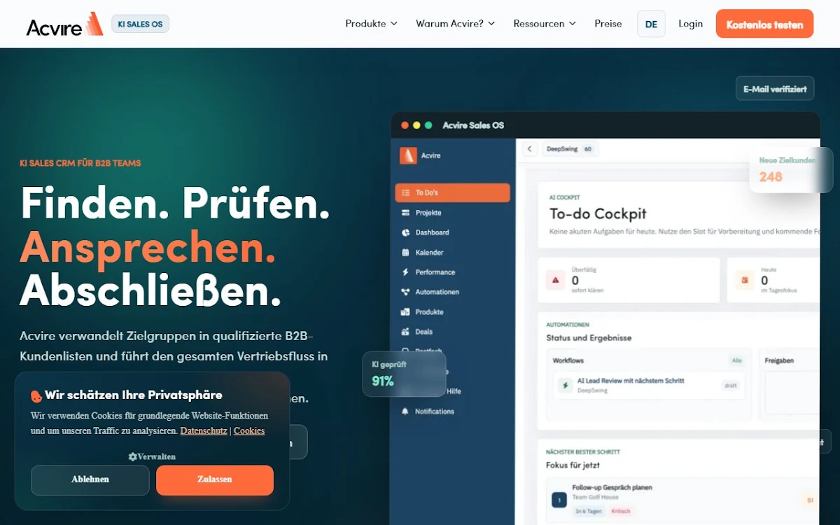 Captura de Acvire â€“ Das KI Sales CRM