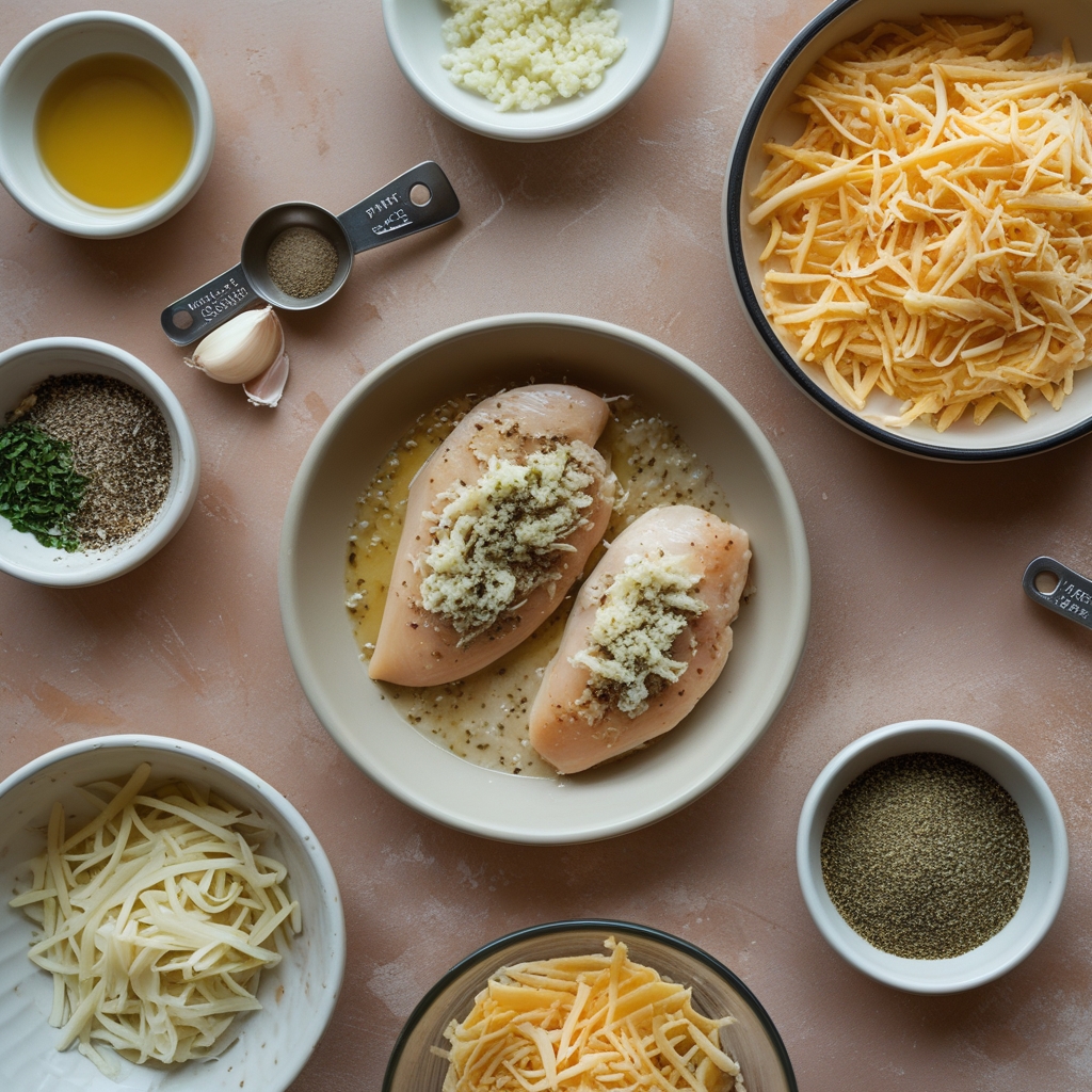 Ingredients for Easy Cheesy Stuffed Chicken Breast Recipe | Homemade & Delicious
