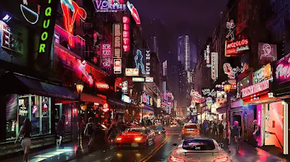 Night, Artwork, Futuristic City, Cyberpunk, Science Fiction 4K Wallpaper Background