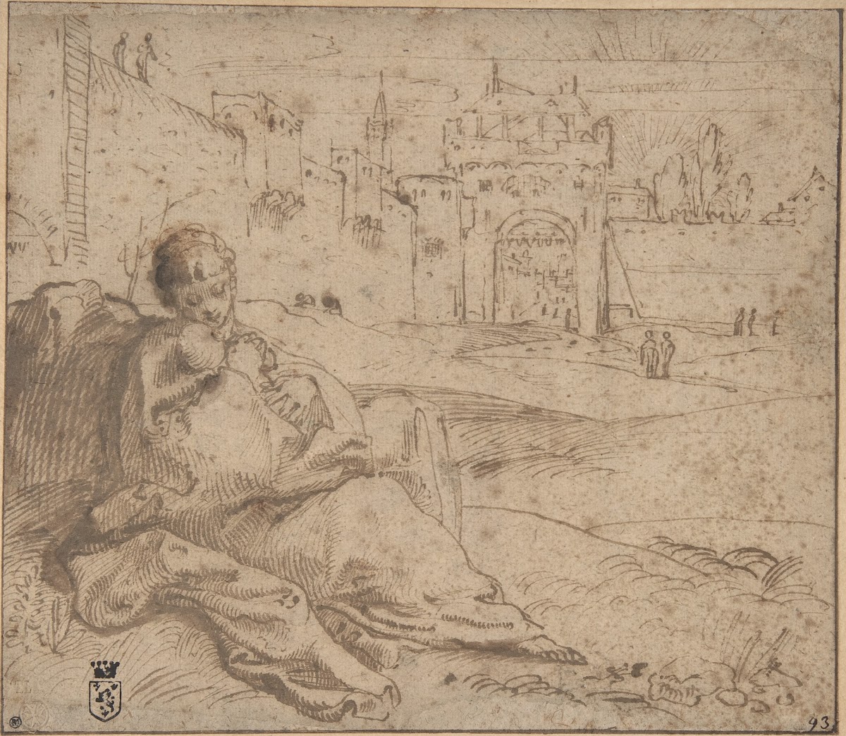 The Virgin and Child Resting Outside a City Gate 15601609