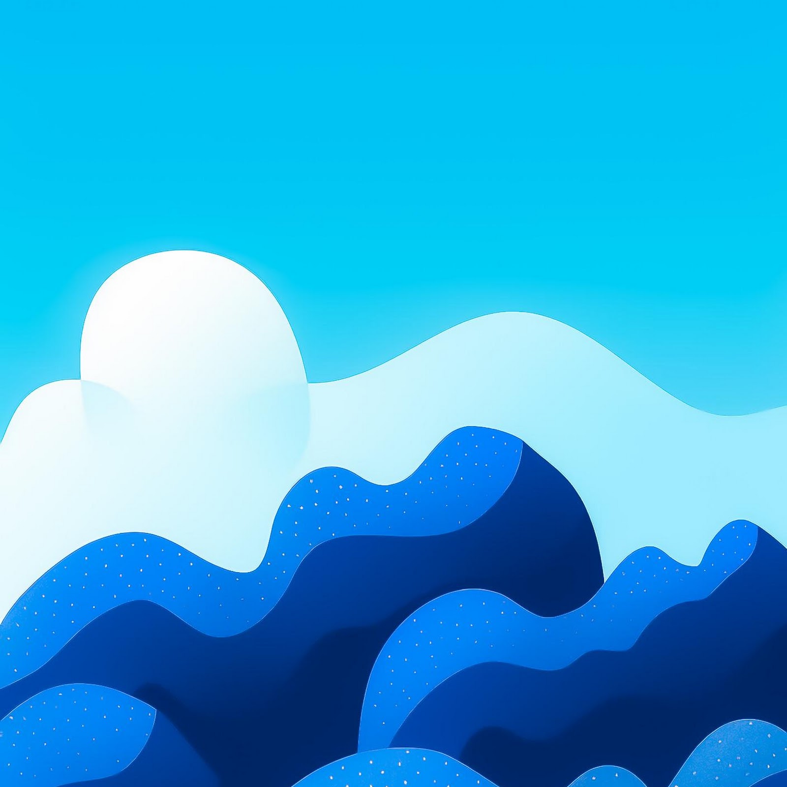 Download Abstract Art, Blue Landscape, Ocean Waves Illustration, Minimalist Design Full HD iPhone