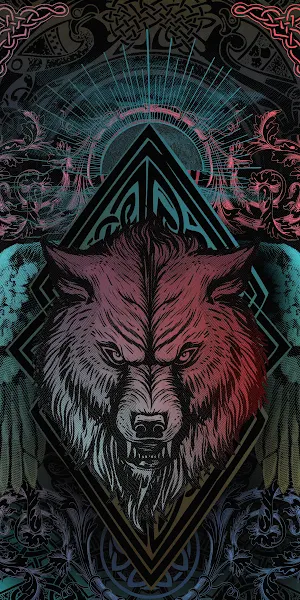 Mystical Celtic Wolf Head Design 4K iPhone Wallpaper Background