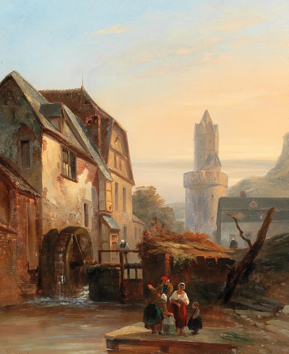 Andernach on the Rhine Washerwomen by the Mill 1845