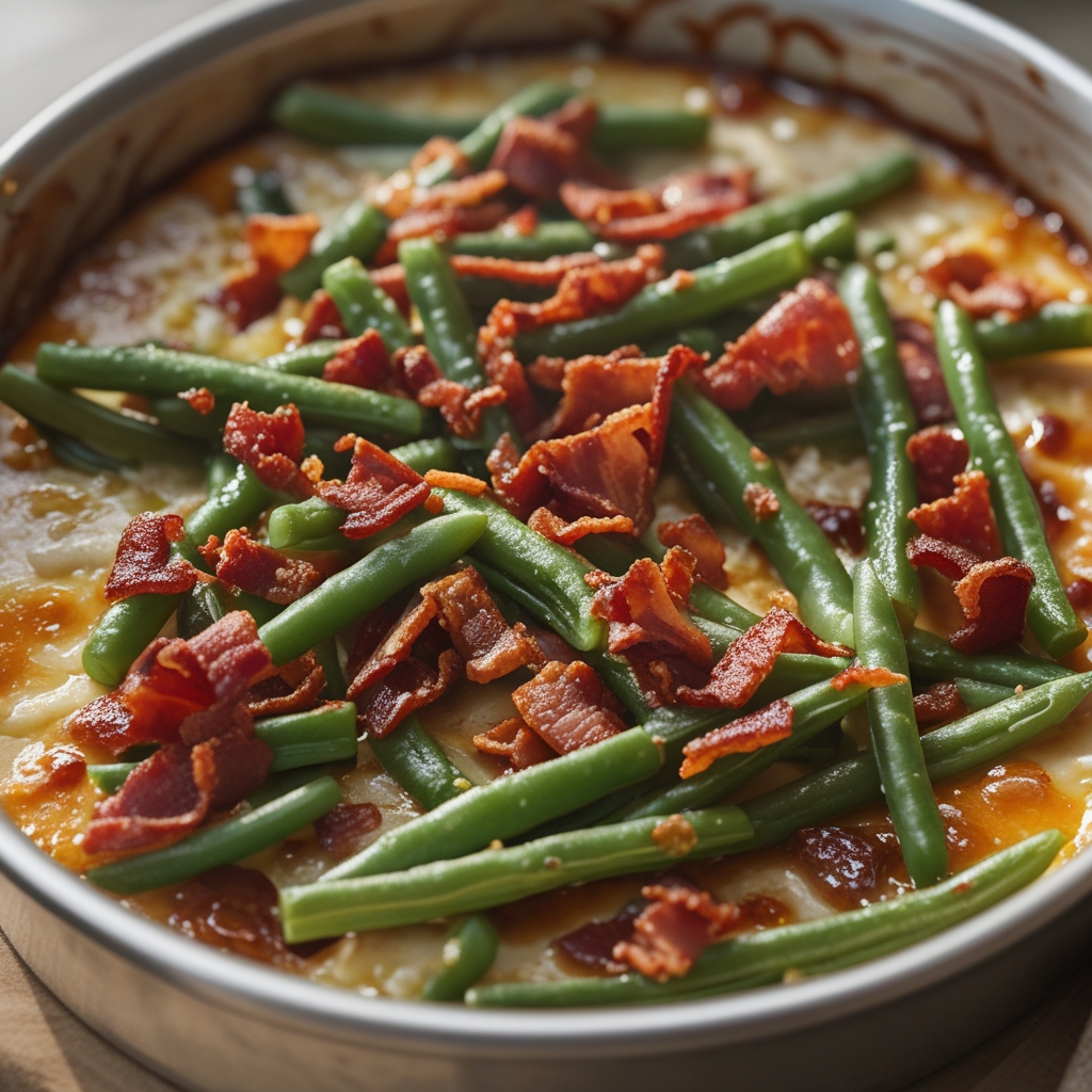 Bacon Loaded Green Bean Casserole - Easy Comfort Food Side Dish