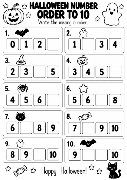 Halloween Number Order to 10
