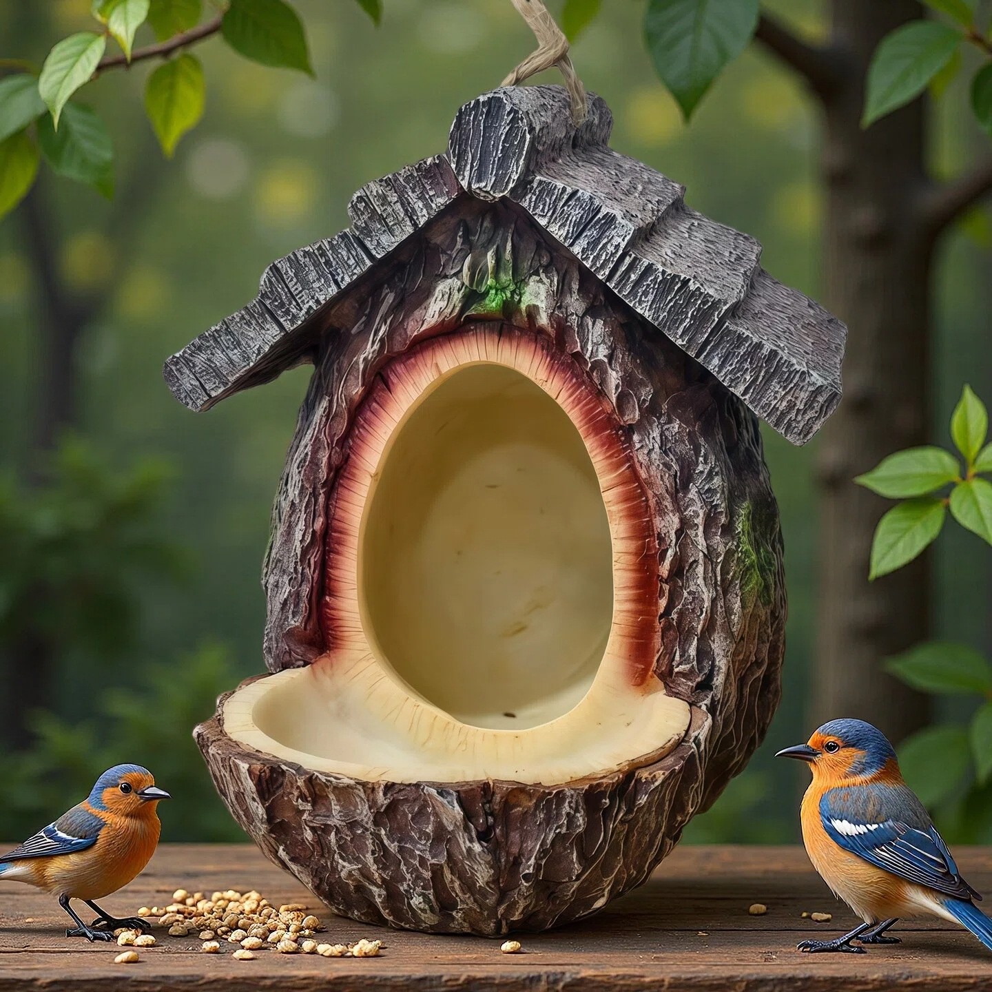 Rustic Stump Birdhouses made of Resin