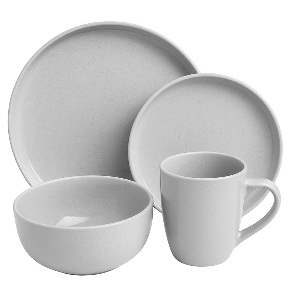 Vajilla de cerámica Distinto™ color gris, 16 piezas