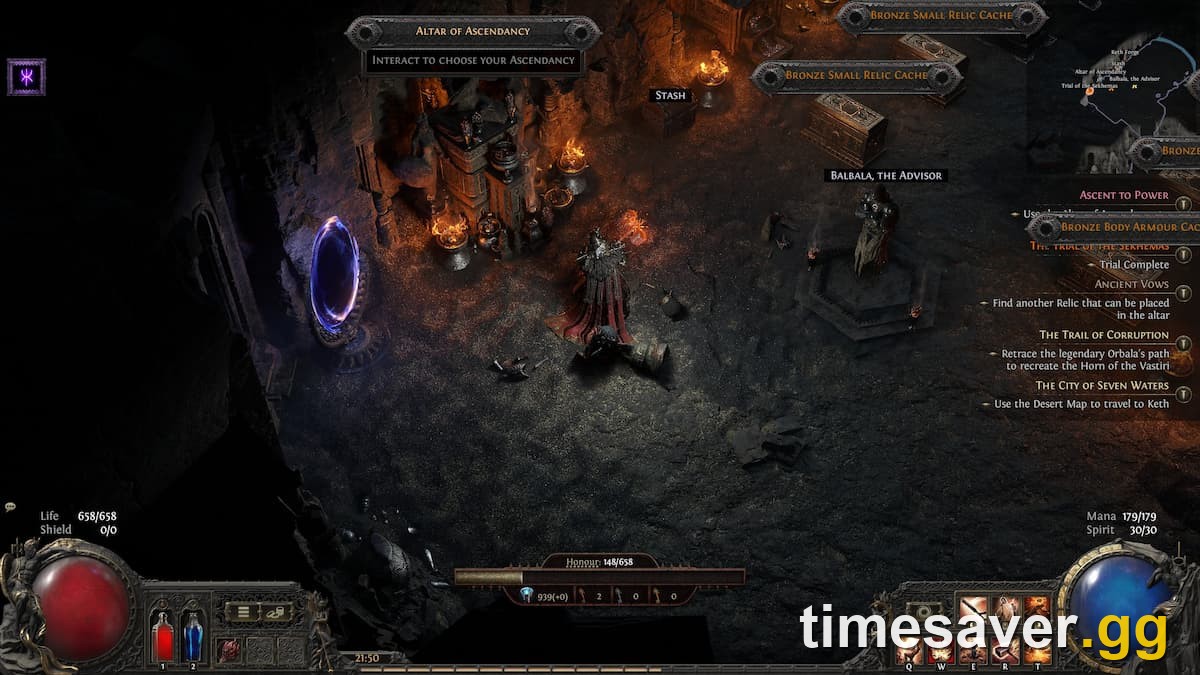The Altar of Ascendancy in Path of Exile 2 — the claim device you must interact with to receive your Ascendancy points