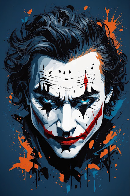 Joker Portrait with Bold Paint Splatter Art - Free mobile Wallpaper