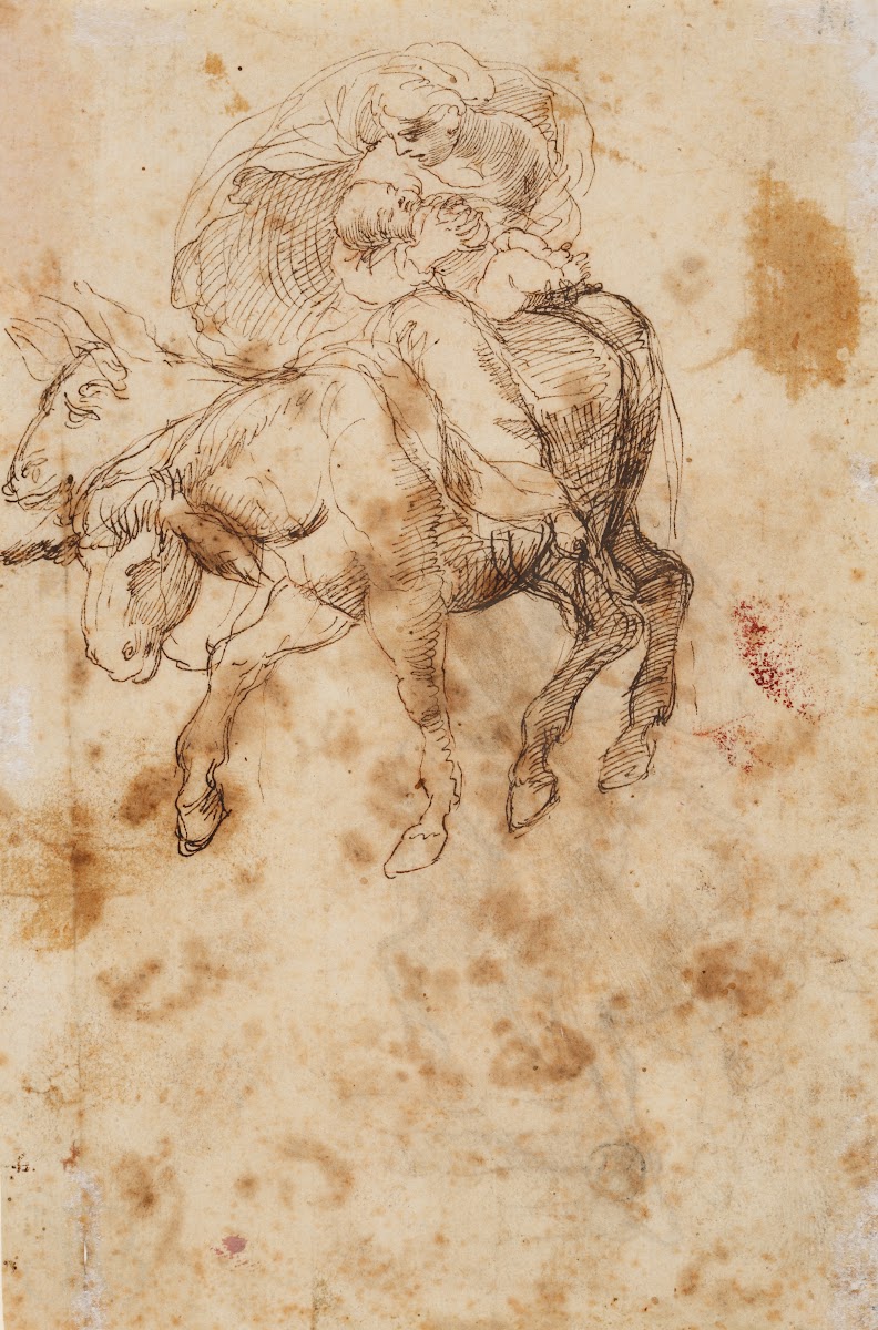 Frau mit Kind auf einem Esel Maria mit dem Kind ca 1555