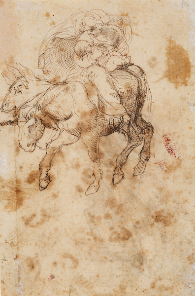 Frau mit Kind auf einem Esel Maria mit dem Kind ca 1555