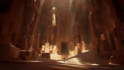 Ancient Tomb, Egyptian Architecture, Desert Landscape, Fantasy Art 4K Wallpaper Background