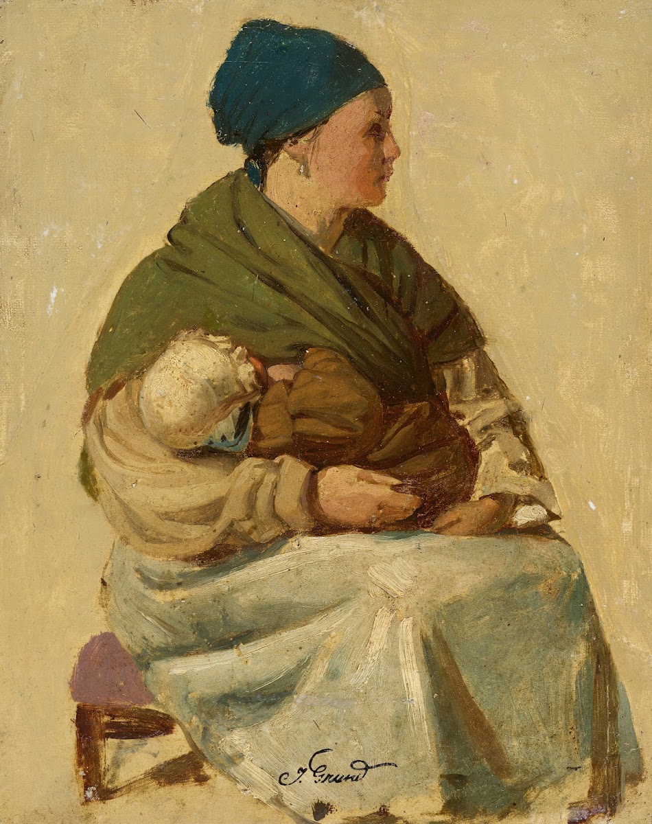 Sitzende Frau mit Kind Studie 1842   1887
