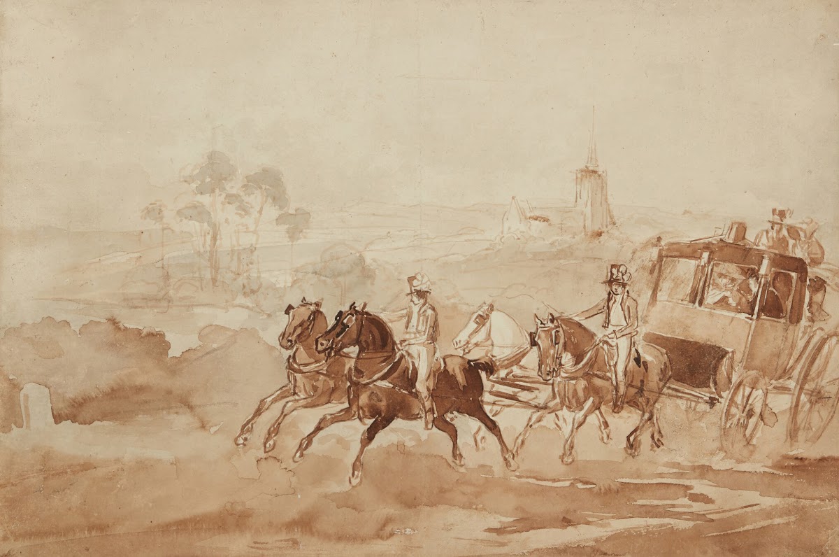 A coach travelling through the countryside