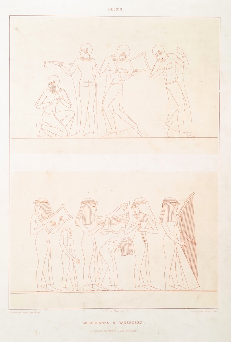 Dessin musiciennes  danseuses nécropole de Thèbes  XVIIIe dynastie 1878
