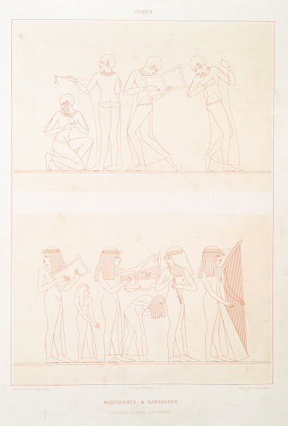 Dessin musiciennes  danseuses nécropole de Thèbes  XVIIIe dynastie 1878