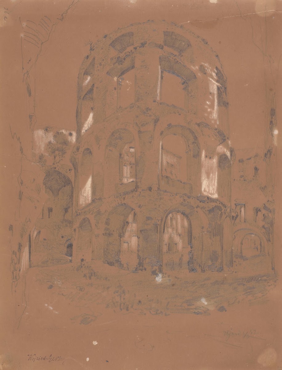 Fragment of the Ossoliński Castle Tower Ruins in Ujazd 1852
