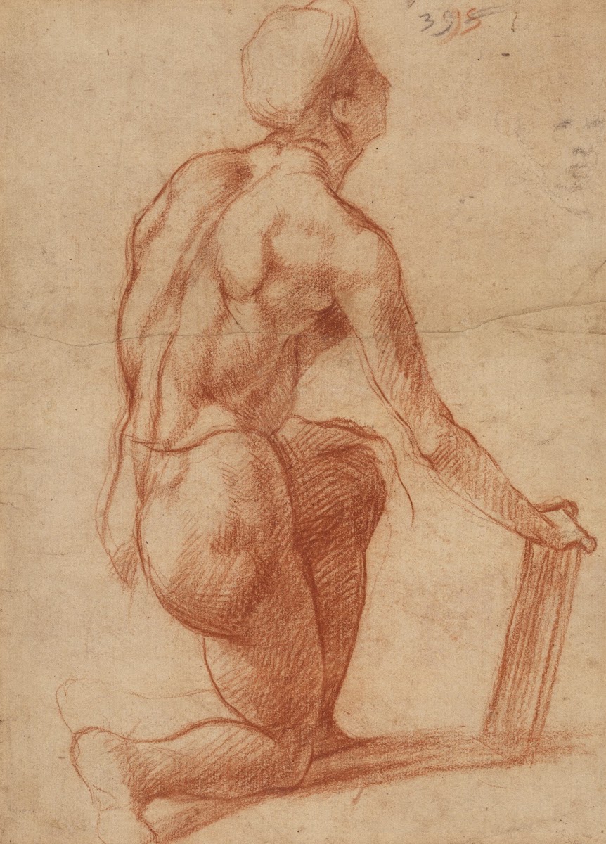 Study of a Kneeling Figure with a Sketch of a Face 15221526