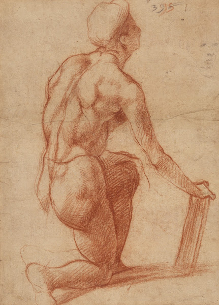 Study of a Kneeling Figure with a Sketch of a Face 15221526