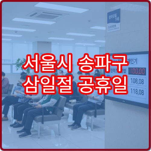 서울시 송파구 삼일절 공휴일 대체공휴일 진료 병원 어디? 연휴 문 여는 곳·응급실 운영 시간 확인 안내