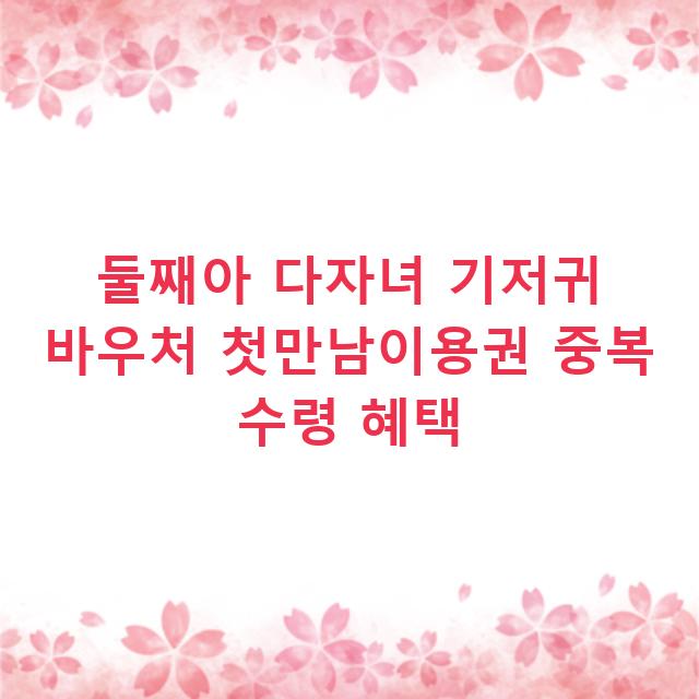 둘째아 다자녀 기저귀 바우처 첫만남이용권 중복 수령 혜택