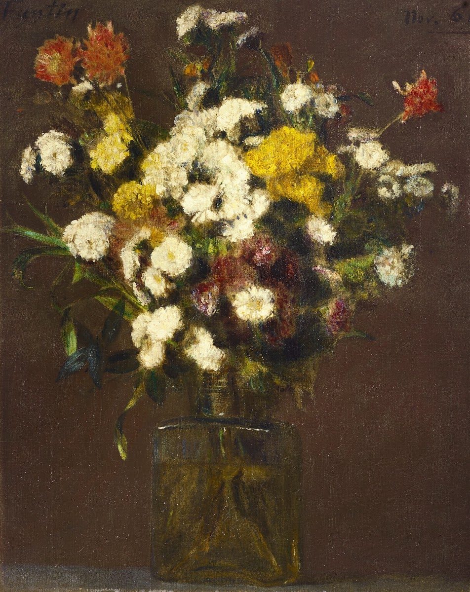 Reines marguerites et fleurs diverses dans un vase 1861