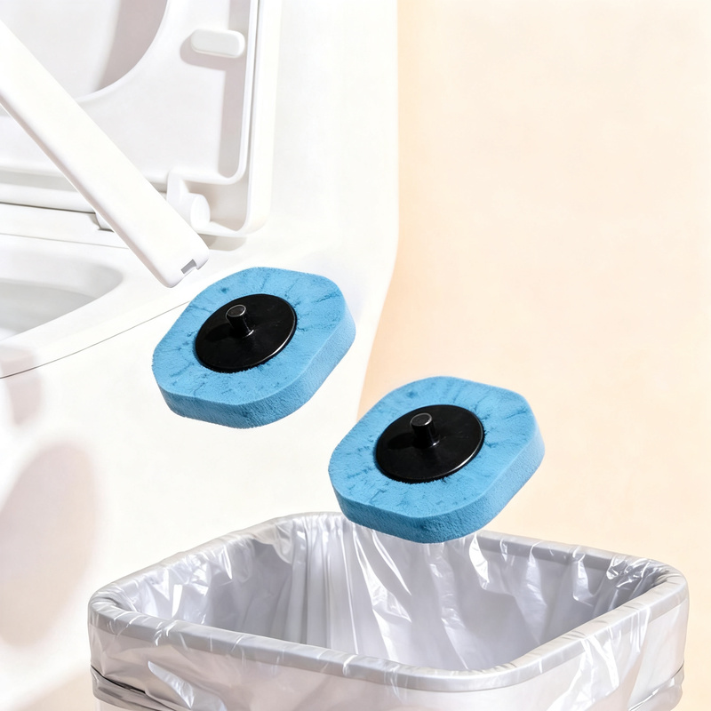Disposable toilet brush with interchangeable sponge heads