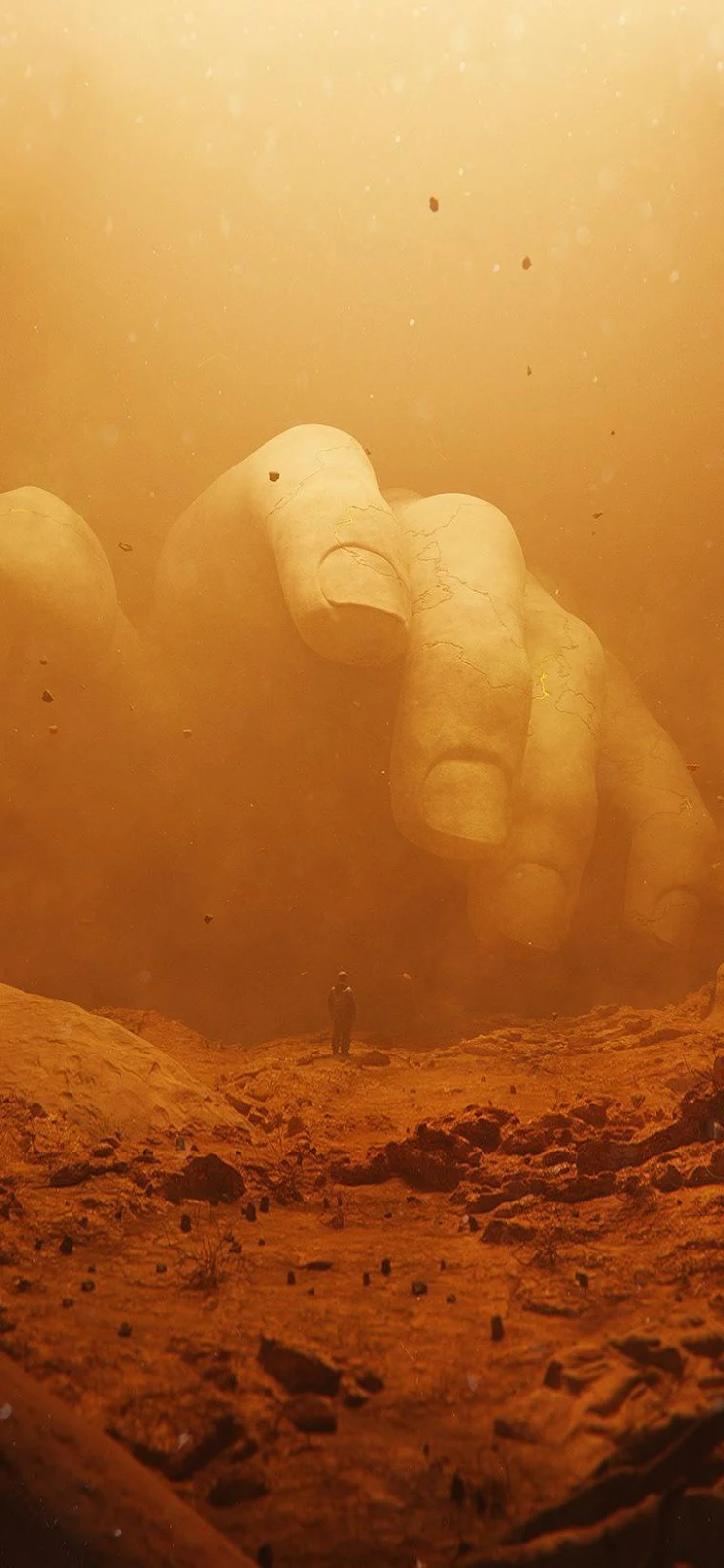 Giant Stone Hand In Dust - Digital Art iPhone Wallpaper (760x1645)