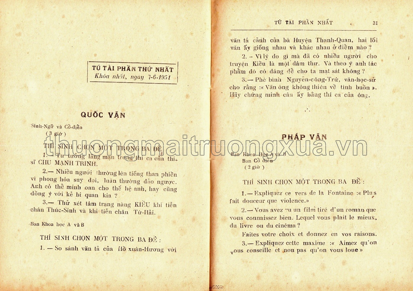 Đề thi tú tài phần thứ nhất (1953) - Trang 15