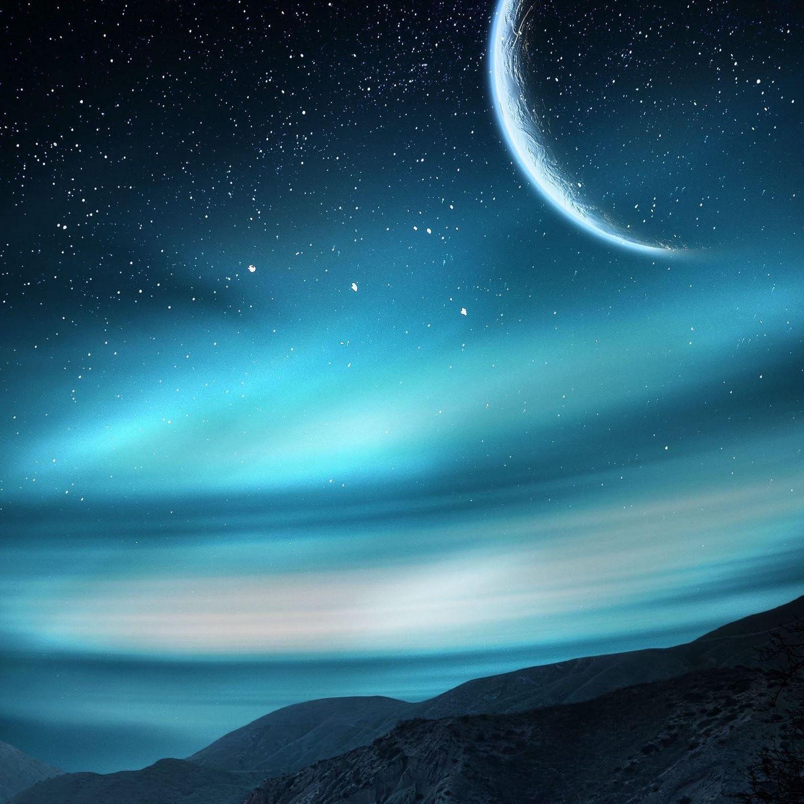 Download Winding Road Under Cosmic Crescent Full HD iPhone