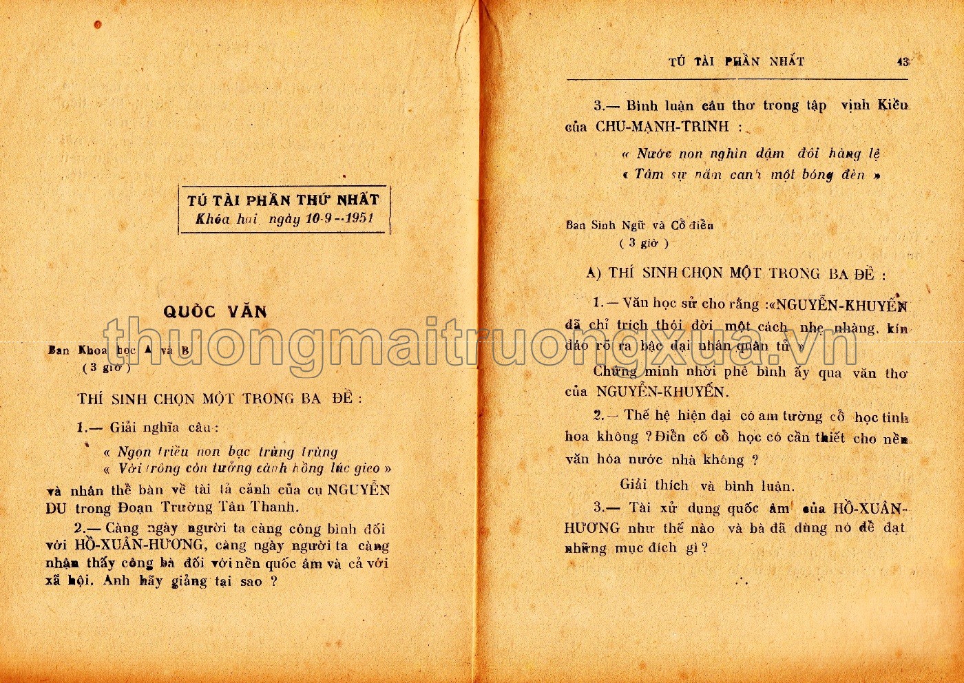 Đề thi tú tài phần thứ nhất (1953) - Trang 22