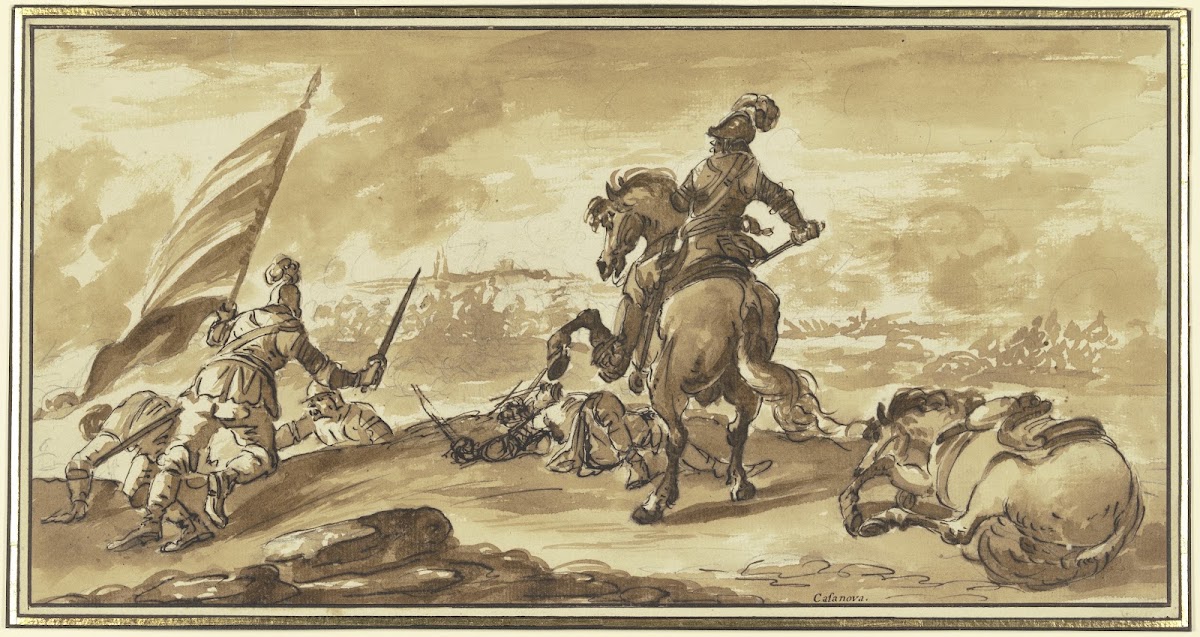 Vorpostengefecht zwischen Reitern und Fußsoldaten 1750
