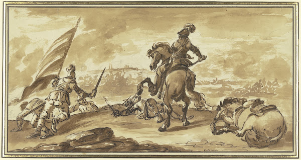 Vorpostengefecht zwischen Reitern und Fußsoldaten 1750