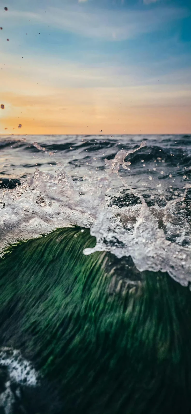 Ocean Wave, Sea, Sunrise, Nature 2K iPhone Wallpaper Background (1440x3120)